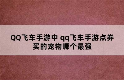 QQ飞车手游中 qq飞车手游点券买的宠物哪个最强